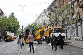 Impact of Russian overnight attack in Shevchenkivskyi district of Kyiv